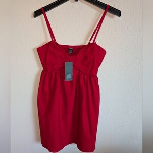 NWT Wild Fable Red Bow Front Babydoll Mini Dress Coquette Valentine’s Day Size S